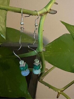 Handmade Teal & Aqua Beaded Drop Earrings